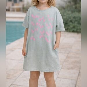 Stem Mint Green Sweatshirt Dress. Pink Wording. Size 6. Great Condition